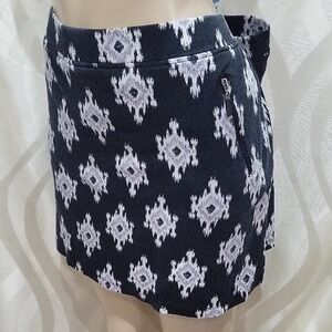 Jones New York Plus Size Black Ikat Cotton Aline Activewear Sportswear Skirt